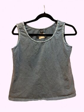 Dakini Slate Blue Scoop Neck Cotton Tank